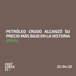 Petróleo crudo alcanzó su precio más bajo en la historia #Real