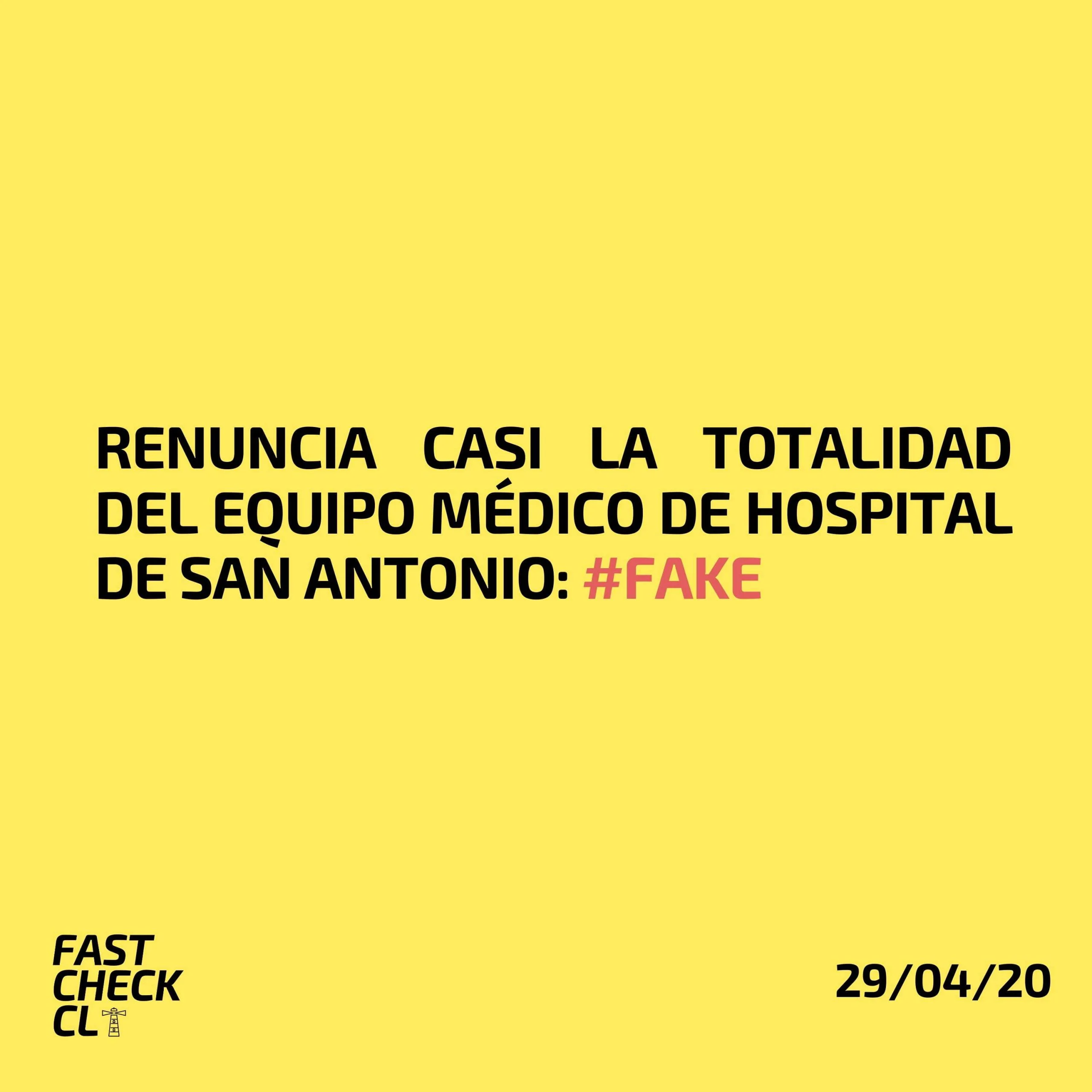 Renuncia casi la totalidad del equipo médico de Hospital de San Antonio # Fake — Fast Check 🔍