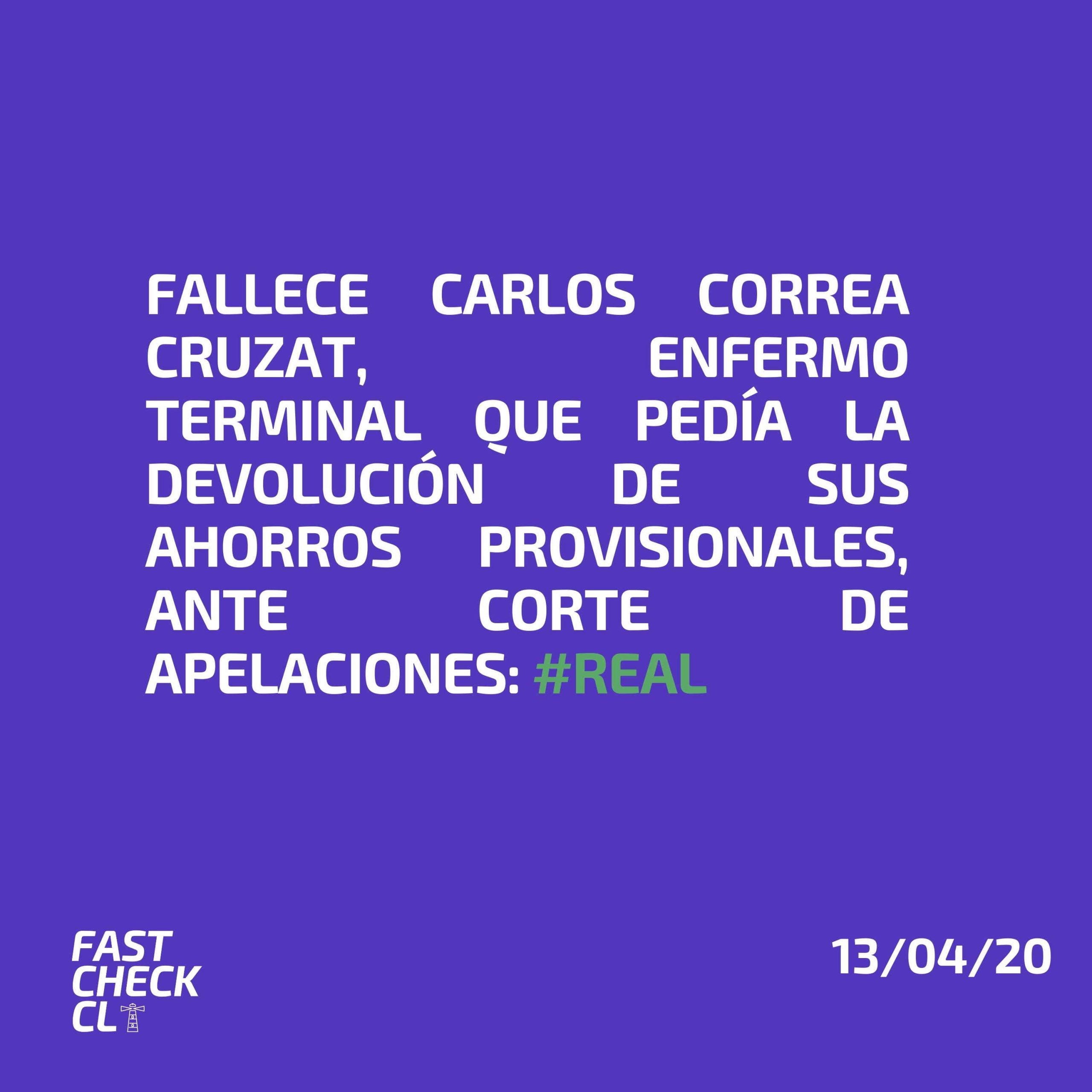 You are currently viewing Fallece Carlos Correa Cruzat, enfermo terminal que pedía la devolución de sus ahorros provisionales ante Corte de Apelaciones: #Real