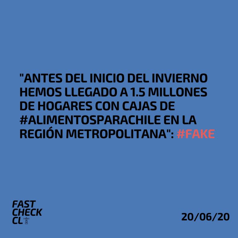 Read more about the article “Antes del inicio del invierno hemos llegado a 1.5 millones de hogares con cajas de #AlimentosParaChile en la Región Metropolitana”: #Fake