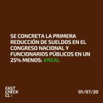 Se concreta la primera reducción de sueldos en el Congreso Nacional y funcionarios públicos en un 25% menos: #Real