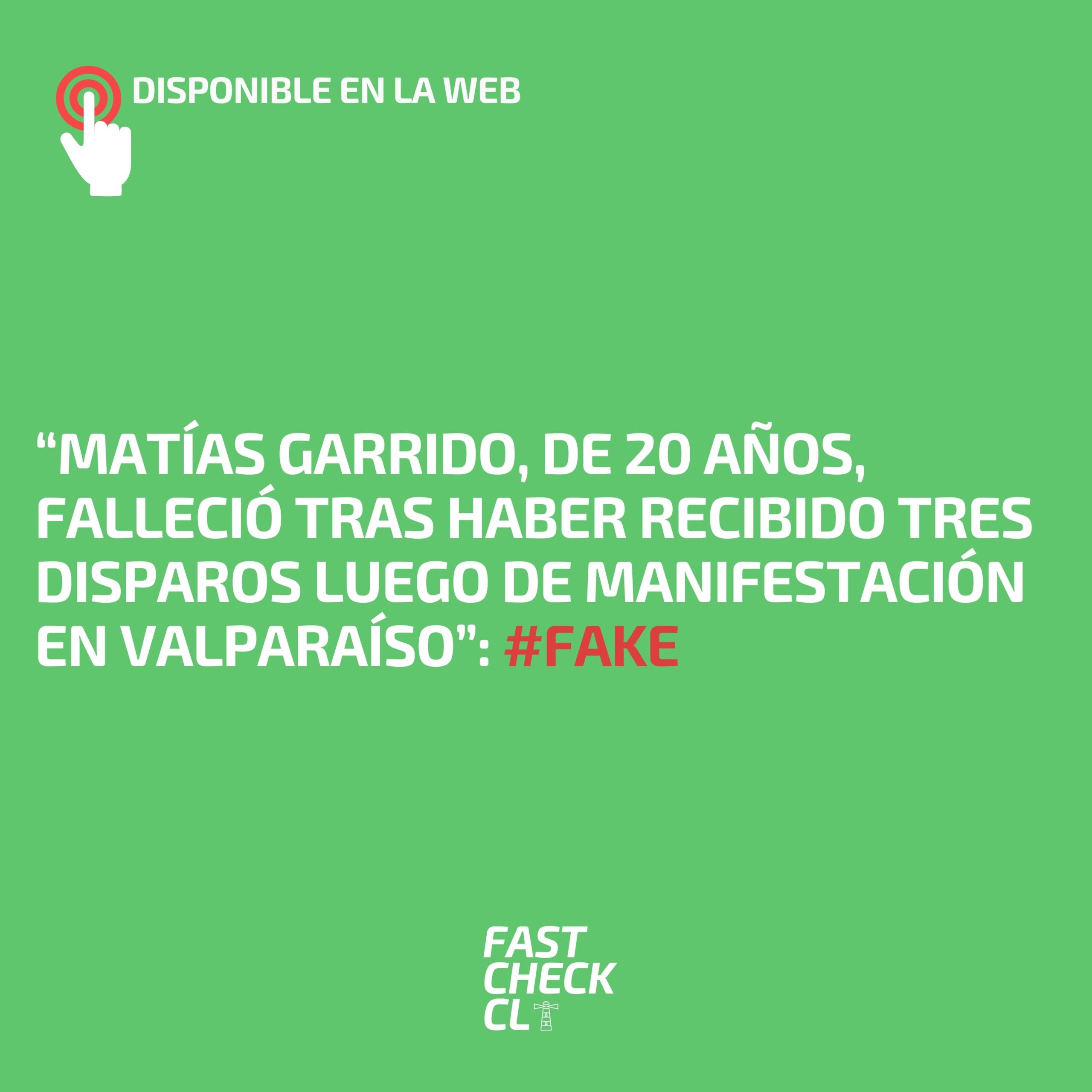 You are currently viewing “Matías Garrido, de 20 años, falleció tras haber recibido tres disparos luego de manifestación en Valparaíso”: #Fake