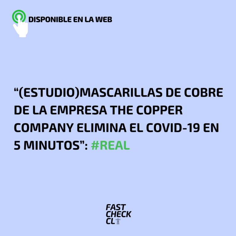 Read more about the article (Estudio) “Mascarillas de cobre de la empresa The Copper Company elimina el COVID-19 en 5 minutos”: #Real