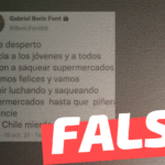 Gabriel Boric: “Chile Despertó. Gracias a los jóvenes y a todos los que fueron a saquear supermercados, estamos felices y vamos a seguir luchando y saqueando supermercados hasta que Piñera renuncie. Viva Chile mierda”: #Falso