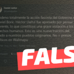 Daniel Jadue: “Condeno totalmente la acción fascista del Gobierno de Gabriel Boric. Héctor Llaitul fue apresado por pensar diferente (…)”: #Falso