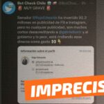 “Senador Rojo Edwards ha invertido $92.2 millones en publicidad de Facebook e Instagram (…) y lo peor, está rindiendo estos dineros como gasto”: #Impreciso