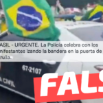 (Video) “BRASIL – URGENTE: La Policía celebra con los manifestantes izando la bandera en la puerta de la patrulla”: #Añejo