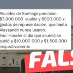 “Alcaldes de Santiago percibían $7.000.000 de sueldo y $500.000 por gastos de representación, que hasta Alessandri nunca usaron. Irací Hassler el día que asumió se subió a $10.000.000 y $1.500.000 respectivamente”: #Falso