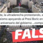 (Imagen) “Al frente, la ultraderecha protestando, acá el progresismo apoyando al Presidente Boric en el primer aniversario de gobierno”: #Falso