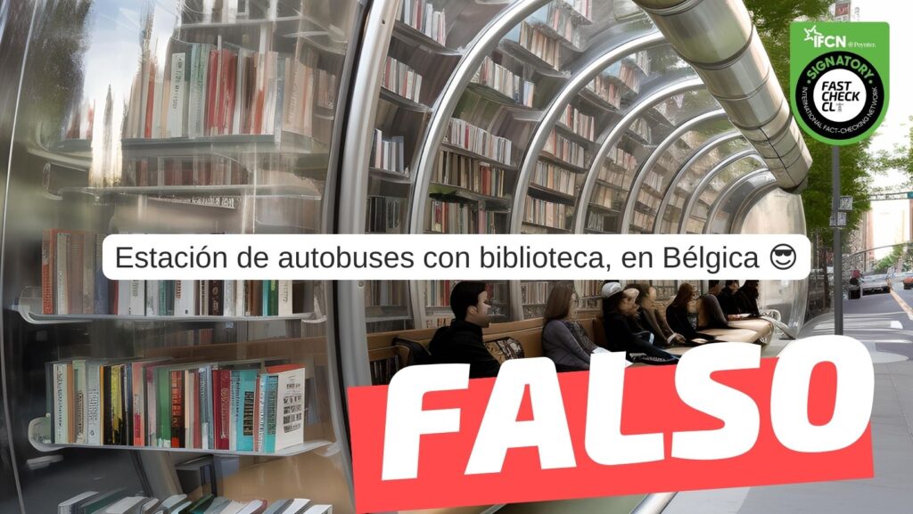 Estación de autobuses con biblioteca en Bélgica.