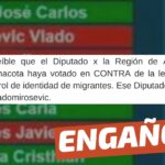 (Imagen) “Increíble que el diputado por la región de Arica y Parinacota (Vlado Mirosevic) haya votado en contra de la ley de control de identidad de migrantes”: #Engañoso