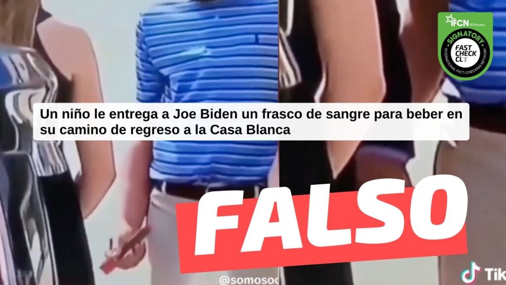 Un niño le entrega a Joe Biden un frasco de sangre para beber en su camino de regreso a la Casa Blanca