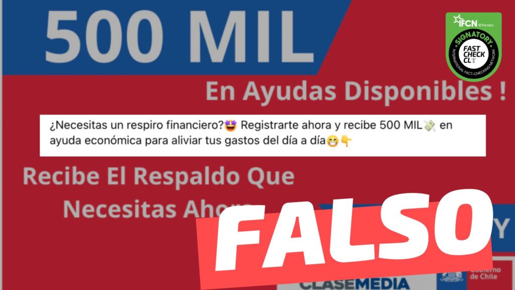 ¿Necesitas un respiro financiero Registrarte ahora y recibe 500 mil en ayuda económica para aliviar tus gastos del día a día», es el mensaje publicado en la red social que ajunta un sitio web