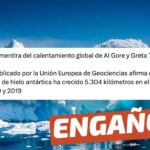 “Se cae la mentira del calentamiento global. Estudio publicado por la Unión Europea de Geociencias afirma que la plataforma de hielo antártica ha crecido”: #Engañoso