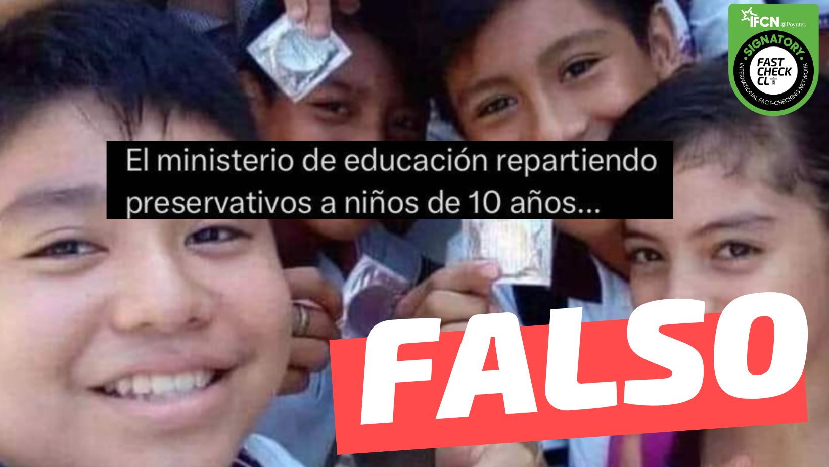 You are currently viewing (Imagen) “Ministerio de Educación repartiendo preservativos a niños de 10 años”: #Falso