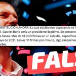 (Imagen) “(…) Se filtró del Servel. Gabriel Boric se presentó con firmas falsas. Más de 13 mil firmas en un solo día”: #Falso