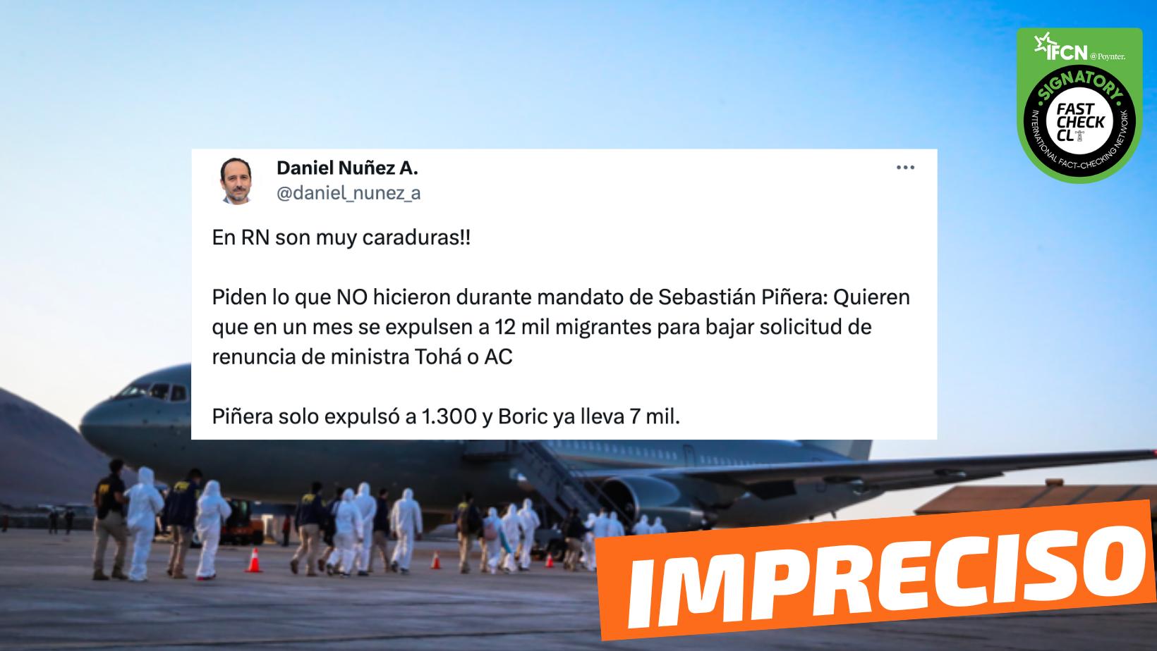 You are currently viewing “Piñera solo expulsó a 1.300 (extranjeros) y Boric lleva 7.000”: #Impreciso