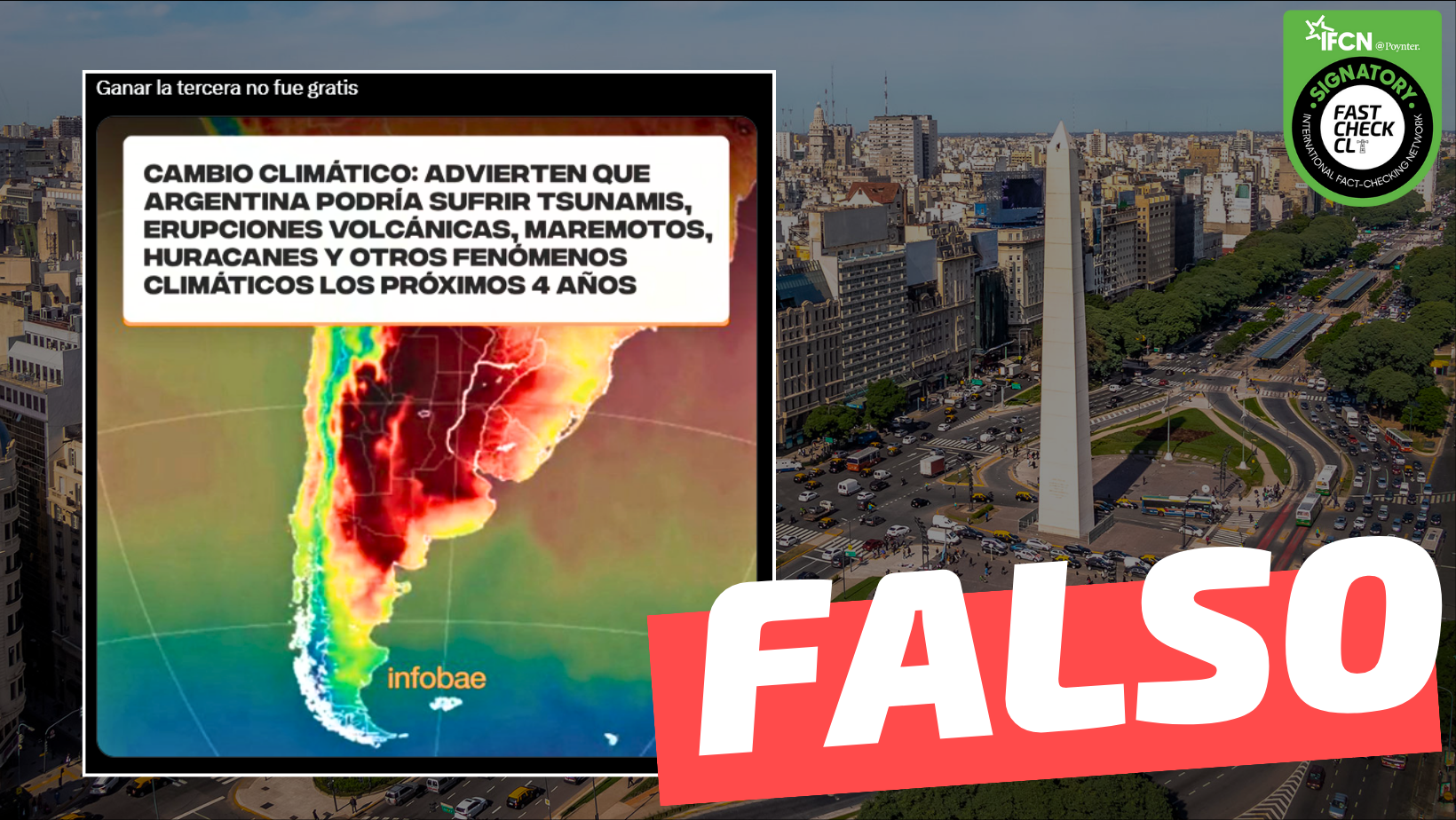 You are currently viewing Infobae: “Argentina podría sufrir tsunamis, erupciones volcánicas, maremotos, huracanes y otros fenómenos climáticos los próximos 4 años”: #Falso