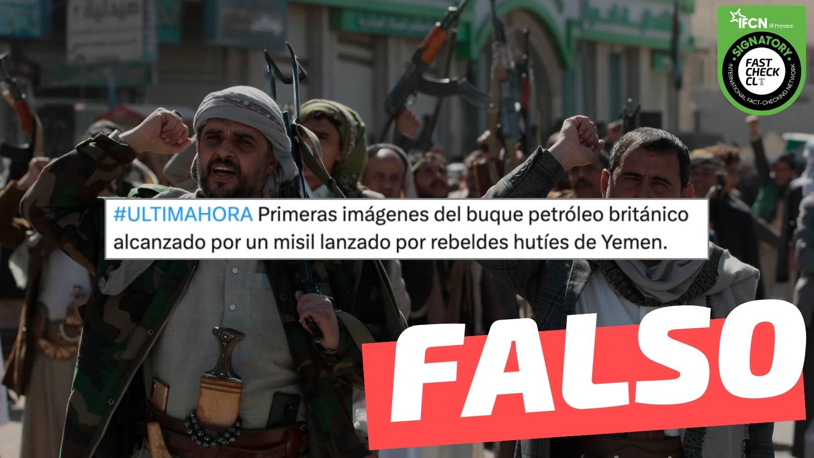 You are currently viewing (Video) “Primeras imágenes del buque petróleo británico alcanzado por un misil lanzado por rebeldes hutíes de Yemen”: #Falso