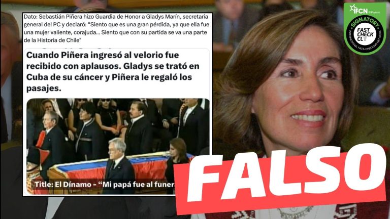 Read more about the article (Imagen) “Sebastián Piñera hizo Guardia de Honor a Gladys Marín, secretaria general del PC”: #Falso