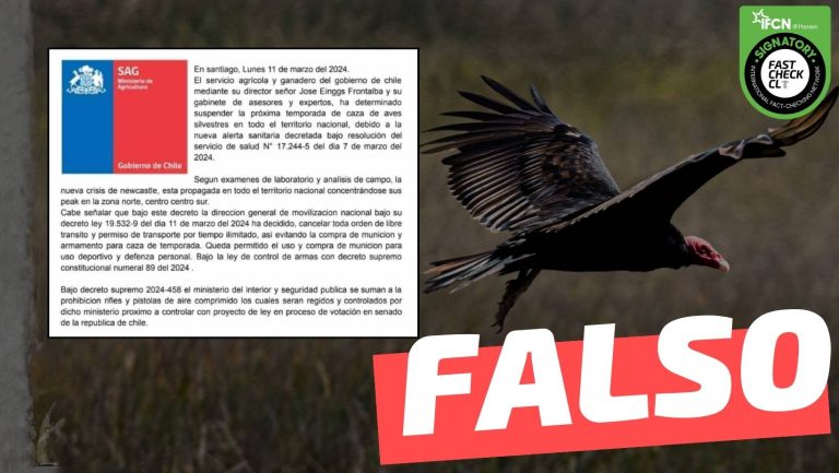 Read more about the article El lunes 11 de marzo, el SAG informó la suspensión de la próxima temporada de caza de aves silvestres: #Falso