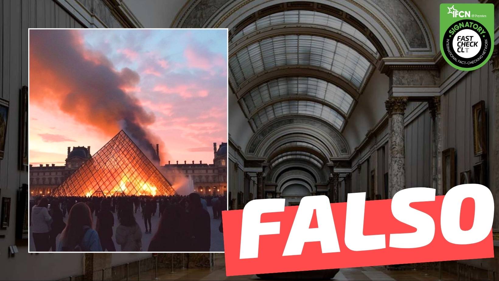 You are currently viewing (Imagen) La Pirámide del Museo de Louvre (París) está en llamas: #Falso