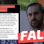 Tuit de Nicolás Grau por alza en el precio del dólar: “Recomiendo no entrar en pánico. Aún no llegamos a $1.000 y los chilenos compramos en pesos”: #Falso