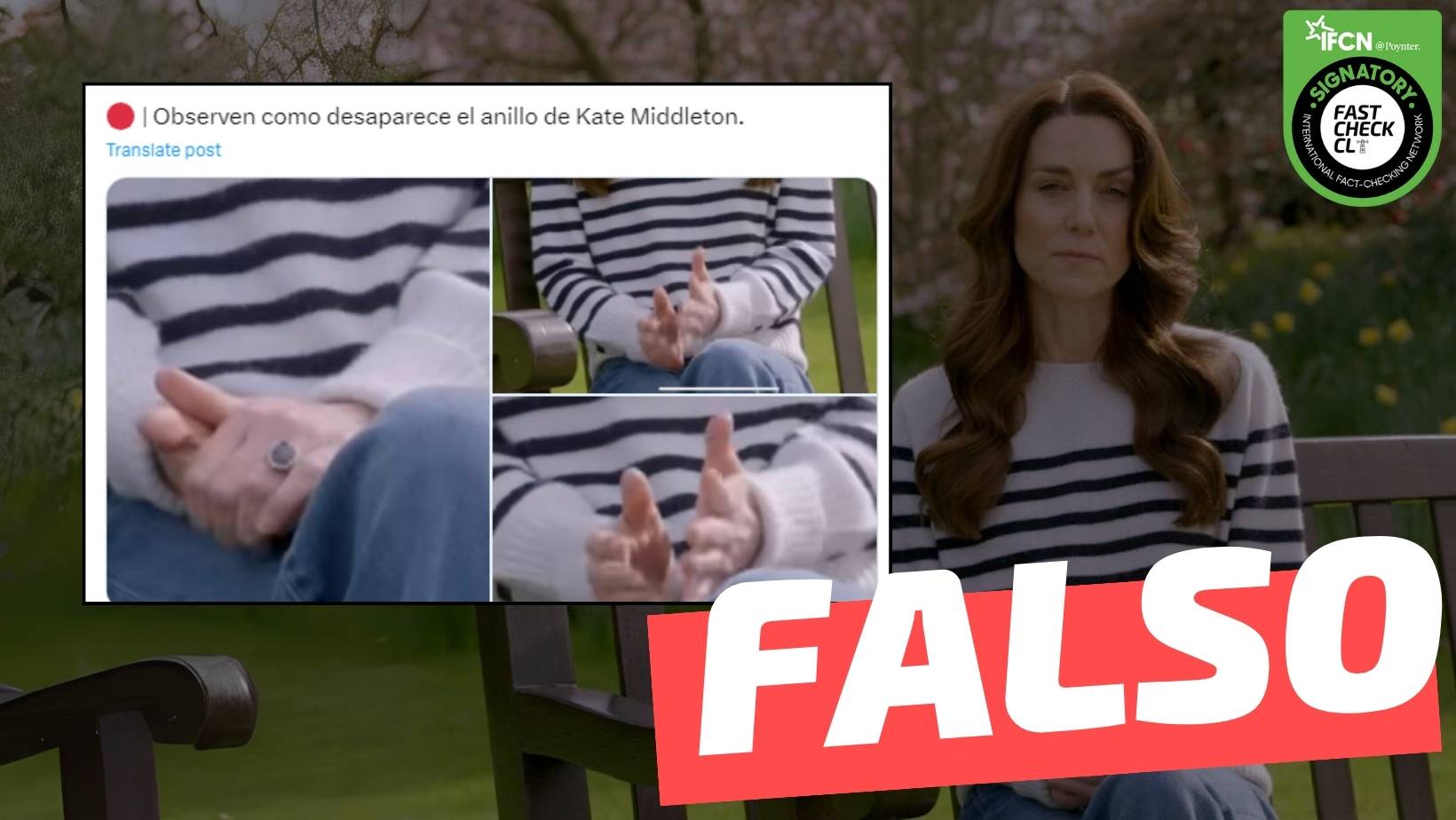 You are currently viewing El video de Kate Middleton donde anuncia que padece cáncer fue creado con IA, ya que por momentos desaparece su anillo: #Falso