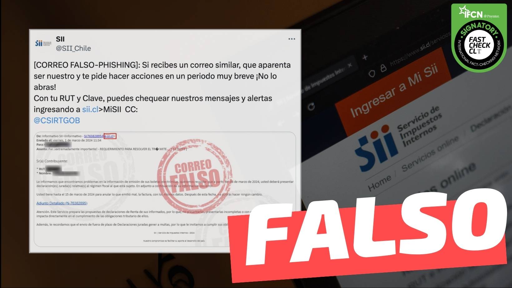 You are currently viewing (Correo electrónico) SII: “Le informamos que encontramos problemas en la información de emisión de sus boletas”: #Falso