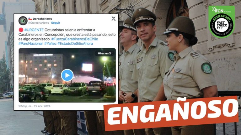 Read more about the article (Video) “Octubristas salen a enfrentar a Carabineros en Concepción”: #Engañoso