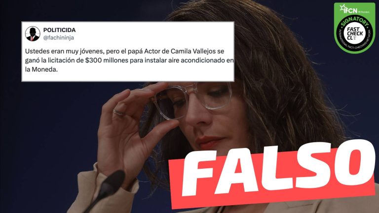 Read more about the article “El papá actor de Camila Vallejo se ganó una licitación de $300 millones para instalar aire acondicionado en La Moneda”: #Falso