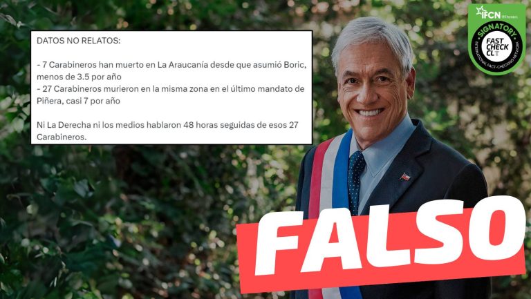 Read more about the article “27 carabineros murieron en La Araucanía en el último mandato de Piñera”: #Falso