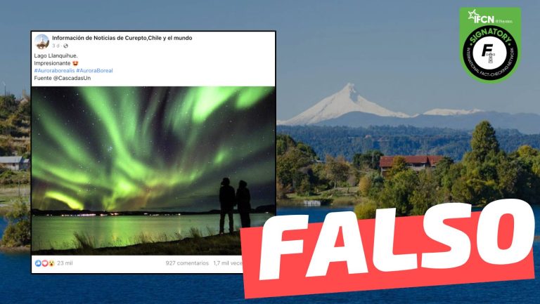 Read more about the article (Imagen) Aurora austral sobre Lago Llanquihue: #Falso