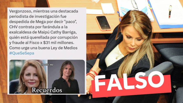 Read more about the article “CHV contrata por farándula a la exalcaldesa de Maipú Cathy Barriga”: #Falso