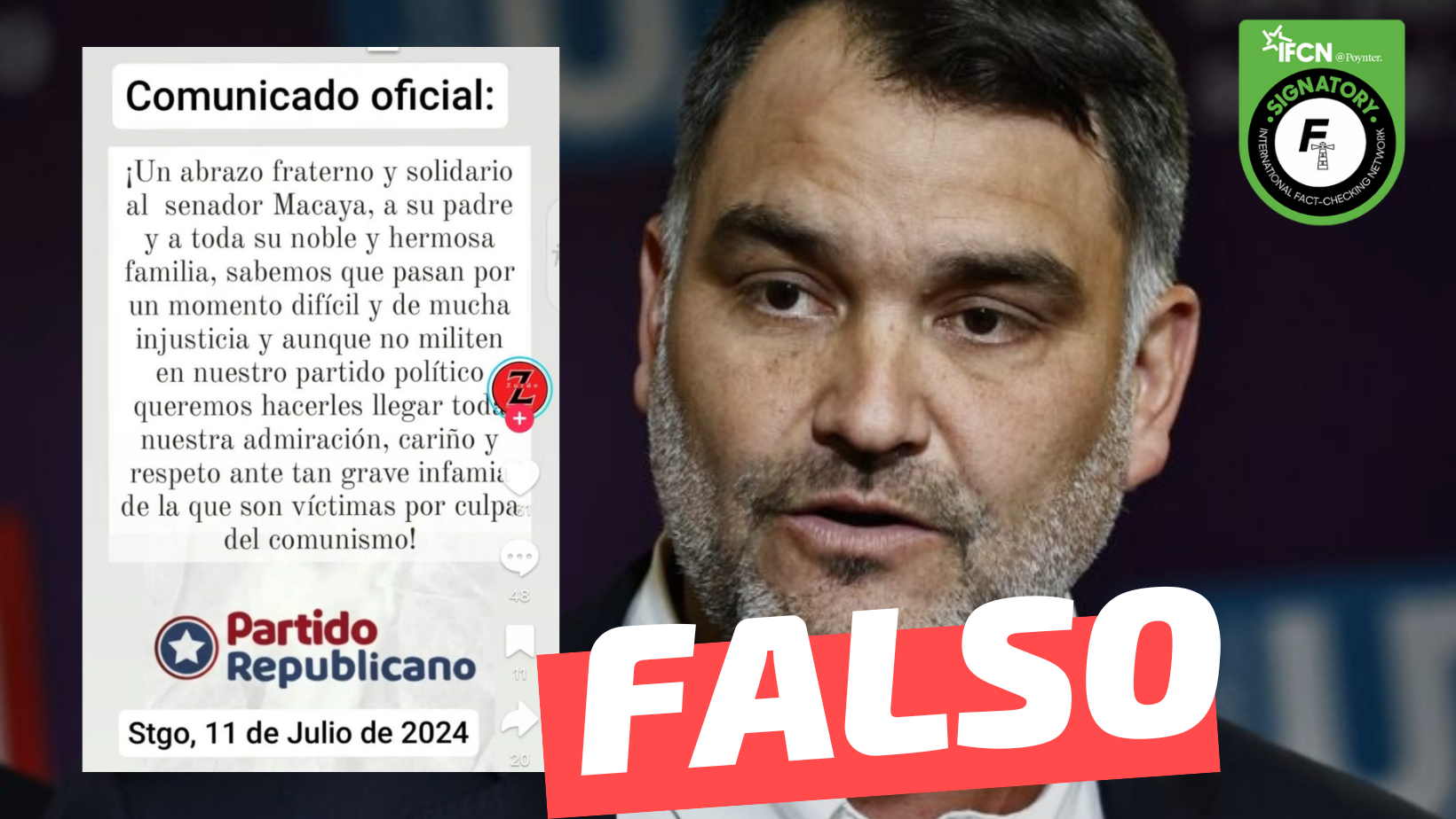 You are currently viewing (Imagen) Comunicado oficial Republicanos: “Un abrazo fraterno y solidario al senador Macaya, a su padre y a toda su noble y hermosa familia”: #Falso