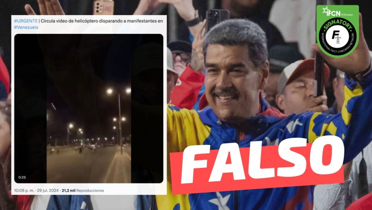 Read more about the article (Video) “Helicóptero disparando a manifestantes en Venezuela”: #Falso