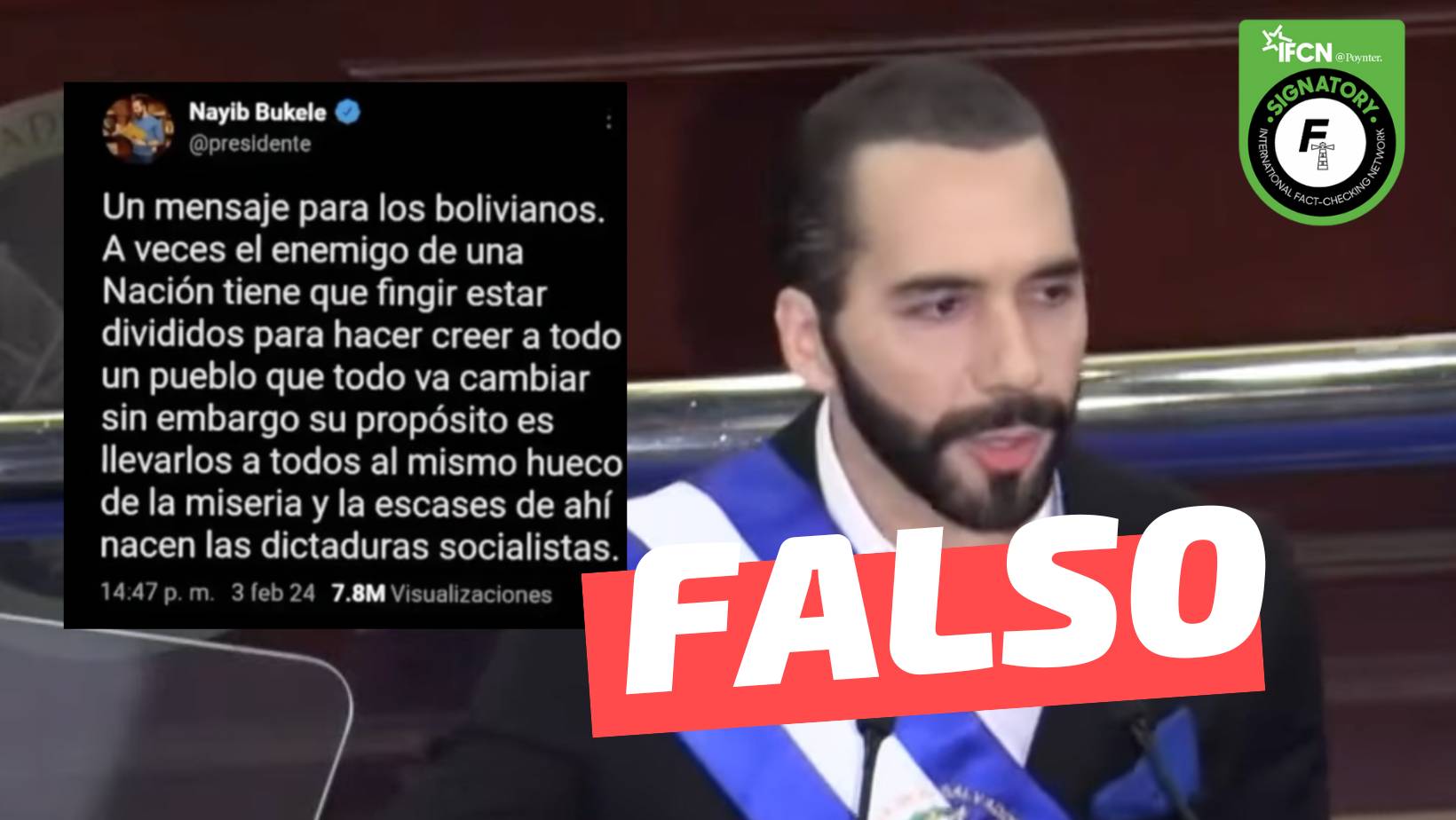 You are currently viewing (Imagen) Presidente de El Salvador, Nayib Bukele, envía un mensaje al pueblo boliviano: #Falso