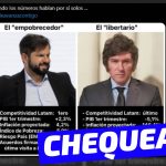 (Imagen) Cifras comparativas del gobierno de Gabriel Boric y Javier Milei: #Chequeado