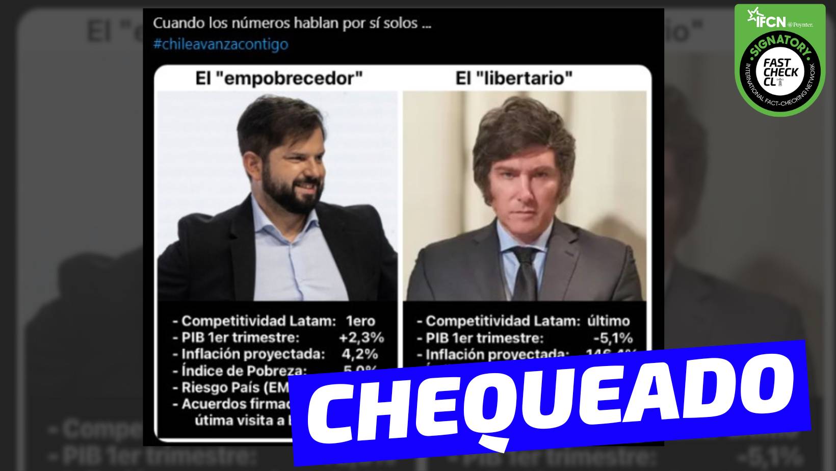 You are currently viewing (Imagen) Cifras comparativas del gobierno de Gabriel Boric y Javier Milei: #Chequeado