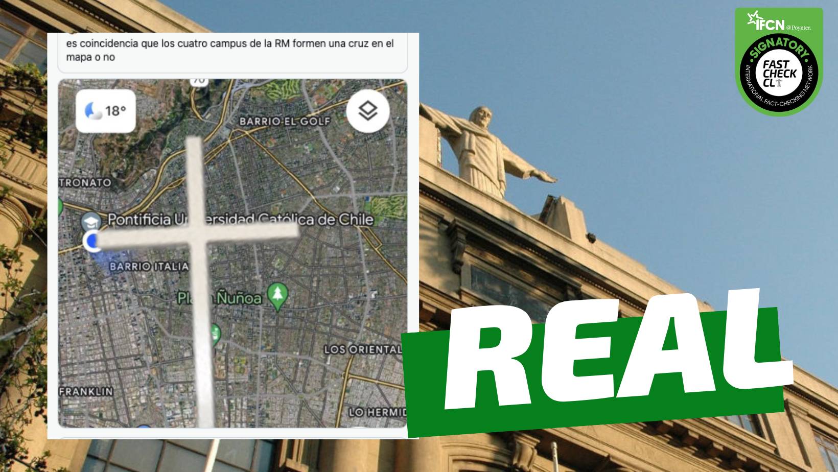 You are currently viewing Los cuatro campus de la UC en Santiago forman una cruz en el mapa: #Real