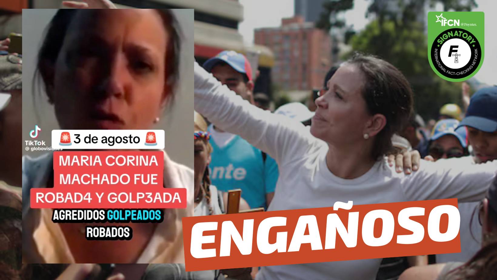 You are currently viewing (Video) “María Corina Machado fue robada y golpeada” luego de las elecciones: #Engañoso