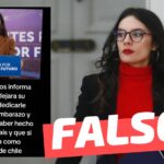 “Ministra Vallejo informa que dejará su cargo para dedicarle tiempo a su embarazo y que si vuelve, será como presidenta”: #Falso