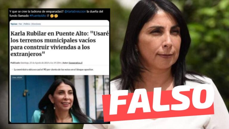 Read more about the article (Imagen) “Karla Rubilar en Puente Alto: ‘Usaré los terrenos municipales vacíos para construir viviendas a los extranjeros'”: #Falso