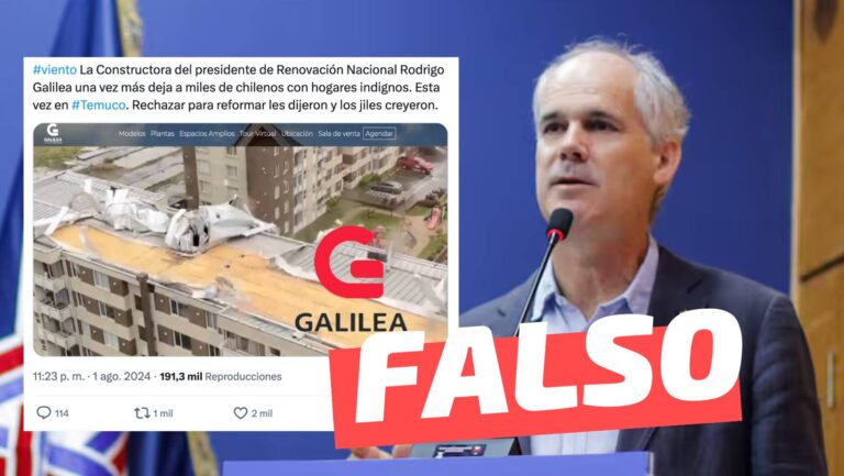 Read more about the article (Video) Edificio afectado por el temporal en Temuco fue construido por la inmobiliaria del presidente de RN, Rodrigo Galilea: #Falso