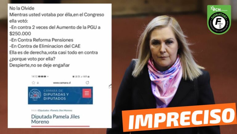 Read more about the article Pamela Jiles “votó en contra 2 veces del aumento de la PGU a $250.000, en contra de la Reforma de Pensiones y en contra de la eliminación del CAE”: #Impreciso