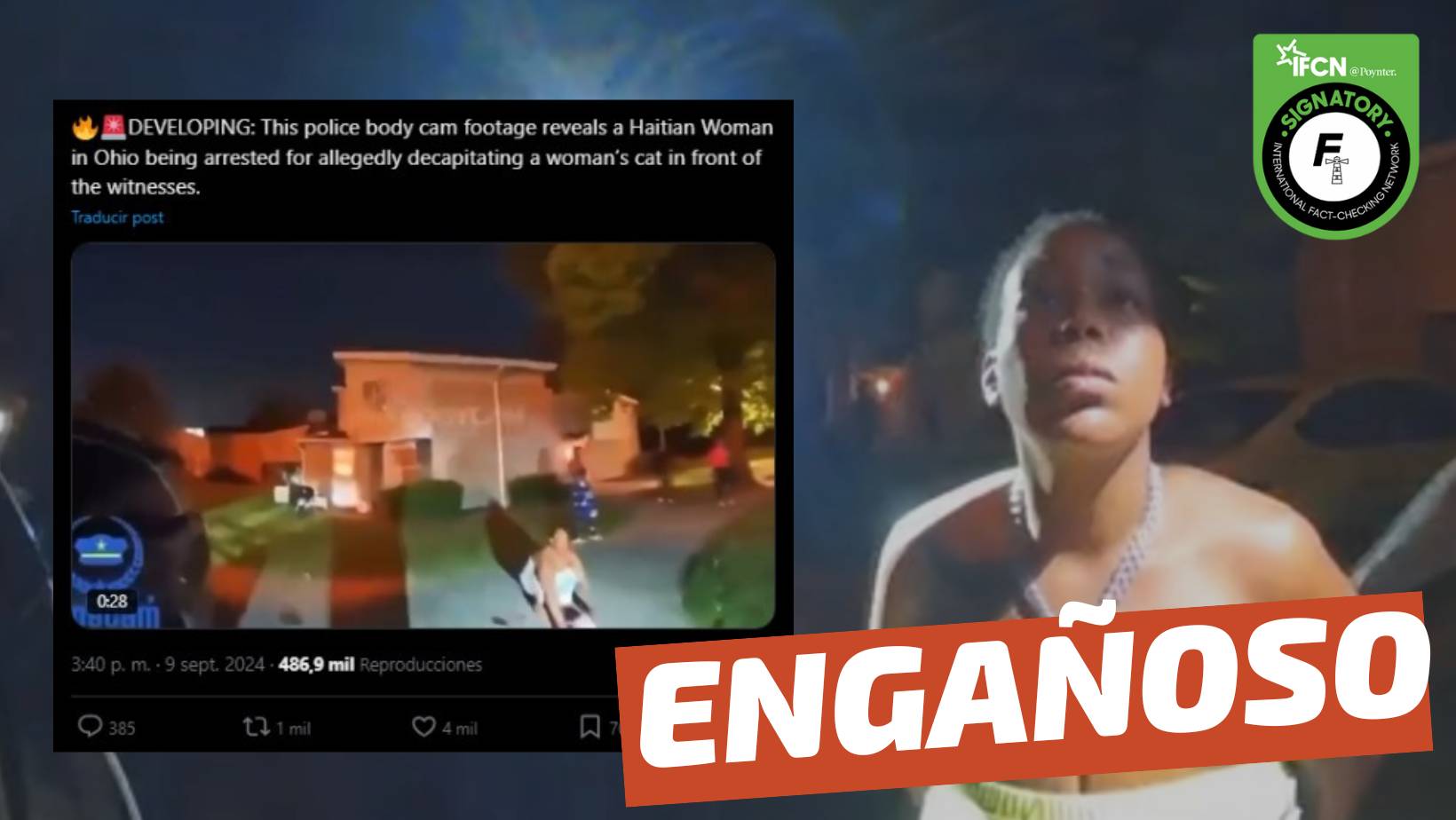 You are currently viewing (Video) “Inmigrante haitiana en Estados Unidos es arrestada por matar y comerse el gato de su vecino”: #Engañoso