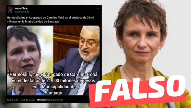 Read more about the article “Hermosilla fue abogado de Carolina Tohá en el desfalco de los 21 mil millones de la Municipalidad de Santiago”: #Falso