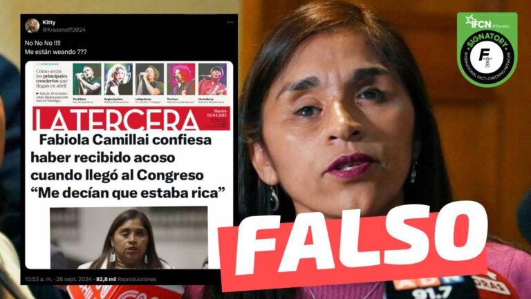 Read more about the article “Fabiola Campillai confiesa haber recibido acoso cuando llegó al Congreso”: #Falso