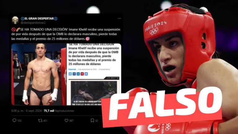 Read more about the article (Imagen) “Imane Khelif recibe suspensión de por vida después de que la Organización Mundial de Boxeo lo declarara masculino”: #Falso