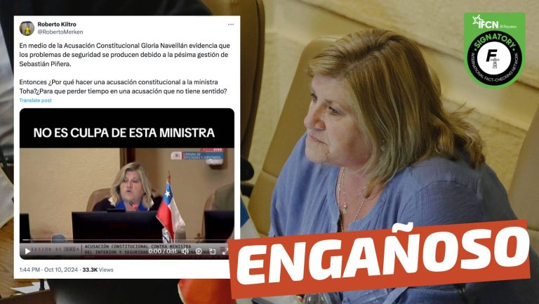 Read more about the article “En medio de la Acusación Constitucional Gloria Naveillán evidencia que los problemas de seguridad se producen debido a la pésima gestión de Sebastián Piñera”: #Engañoso